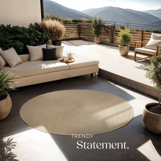 tectake® Tapis tressé - Style Boho - Tapis en jute pour l'intérieur et l'extérieur - Durable et facile d'entretien - Maintien des formes et respectueux des allergies - Tapis rond - Ø160 cm