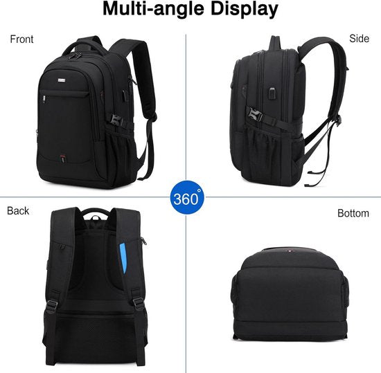 Sac à dos pour ordinateur portable spacieux pour le travail, l'école et les voyages avec port de charge USB