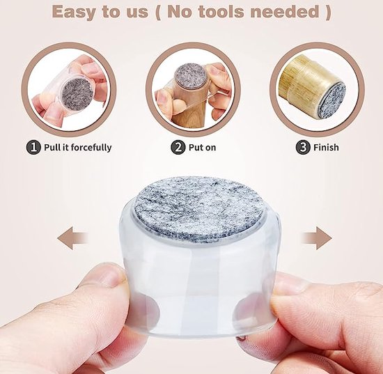 Duhtz Transparent Circular Chair Leg Caps - 24 pieces - Protecteur, insonorisant, extensible - Pour chaises de 20mm à 30mm