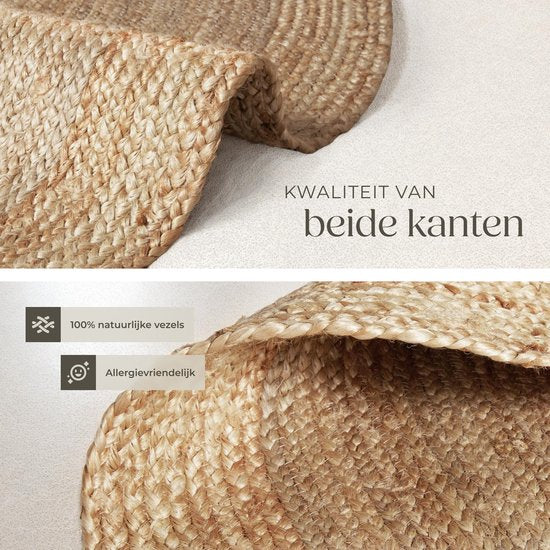tectake® Tapis tissé à la main - Tapis durable et facile d'entretien - Rond - Jute naturel - Disponible en différentes tailles - Naturel - Ø 200 cm