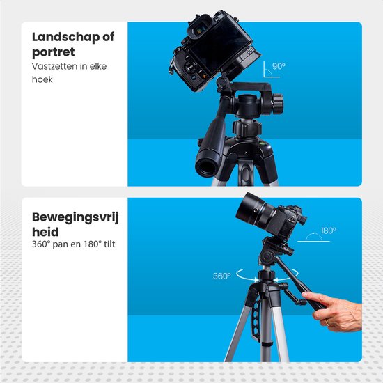 Auronic Trépied - Appareil photo - Téléphone - Iphone - Trépied avec support pour smartphone - Gris argenté