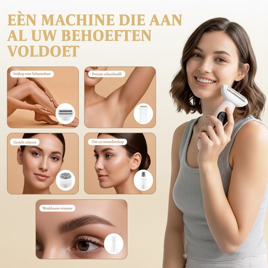 Rasoir pour femmes - Rasoir 5 en 1 - Maillot - Aisselles - Jambes - Poils du visage - Tondeuse pour le nez - Zeri