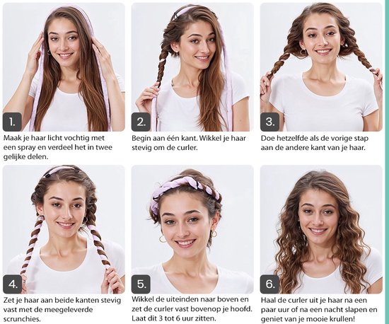 Loti Living Heatless Curls Set - Pink - Boucles sans chaleur et sans dégâts - Rouleaux pour cheveux - Boucleurs pour cheveux - Boucles sans chaleur - 2 chouchous inclus