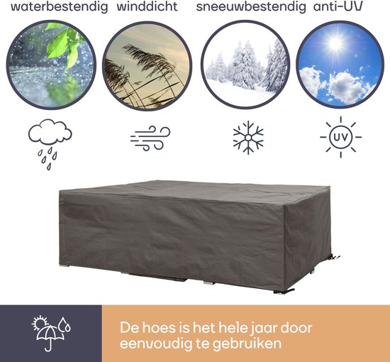 Perel Housse extérieure pour set de jardin, grise, rectangulaire, 280 cm x 230 cm x 80 cm