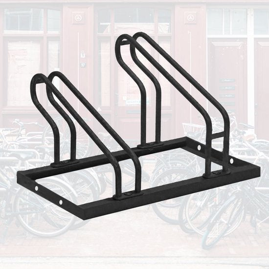 BRASQ Porte-vélos pour 2 vélos - Support pour vélos - Support pour vélos - Support pour vélos pour le sol Comprend le matériel de fixation - Noir
