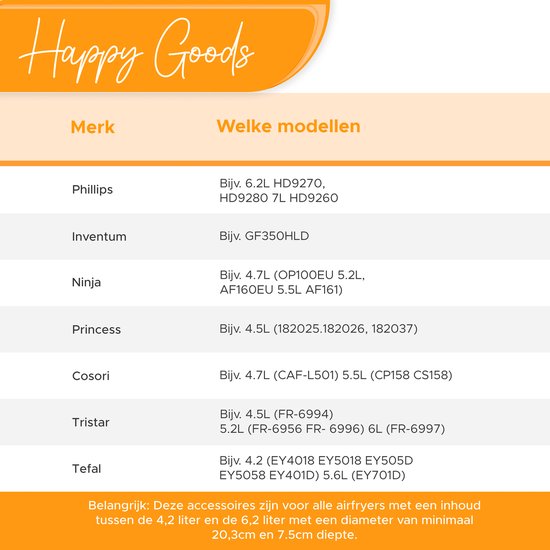 Happy Goods Accessoires pour friteuse à air chaud XL - convient aux accessoires pour friteuse à air chaud - ⌀ 20 CM - Papier sulfurisé - Plaque à pâtisserie en silicone - Moule à pâtisserie rond - Moules à muffins