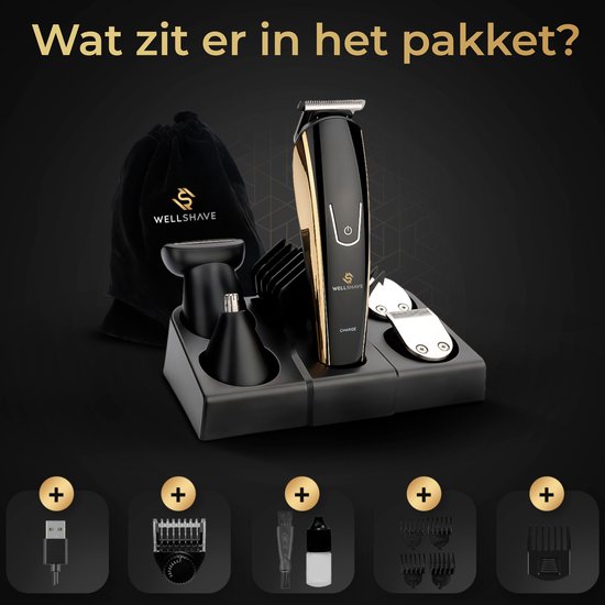 Wellshave 5 in 1 Beard Trimmer Men Pro - Tondeuse barbe et corps
