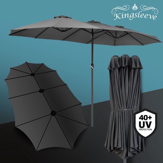 Kingsleeve Parasol double XXL - 460x270cm Protection UV - Anthracite