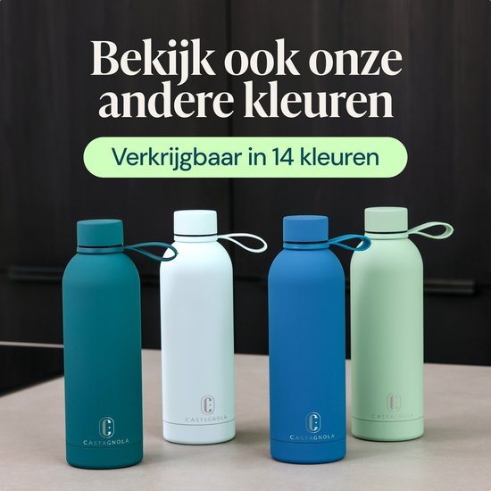 Bouteille d'eau Castagnola - Bouteille à boire en acier inoxydable 500 ML - Thermos en acier - Bouteilles à boire pour adultes - Double paroi - Bleu vif