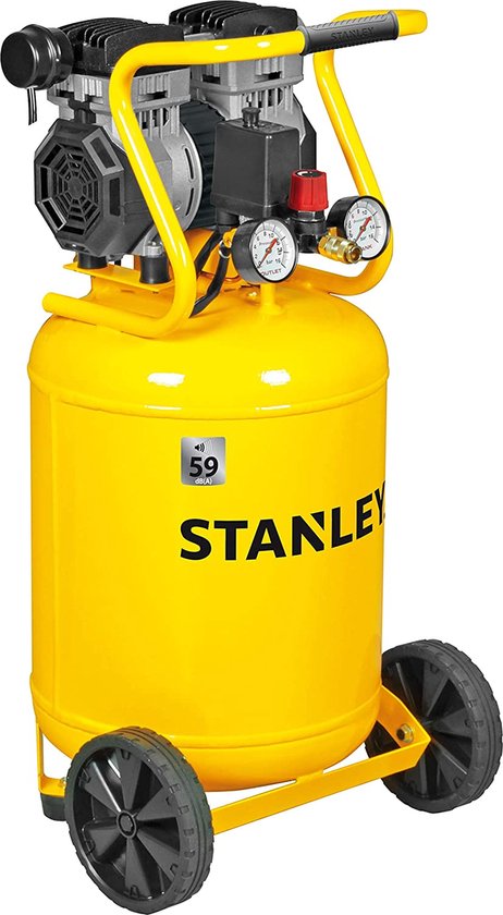 Stanley Compressor, compresseur d'air sans huile, compresseur silencieux, vertical, 1 hp, 8 bar, capacité du réservoir 50 L