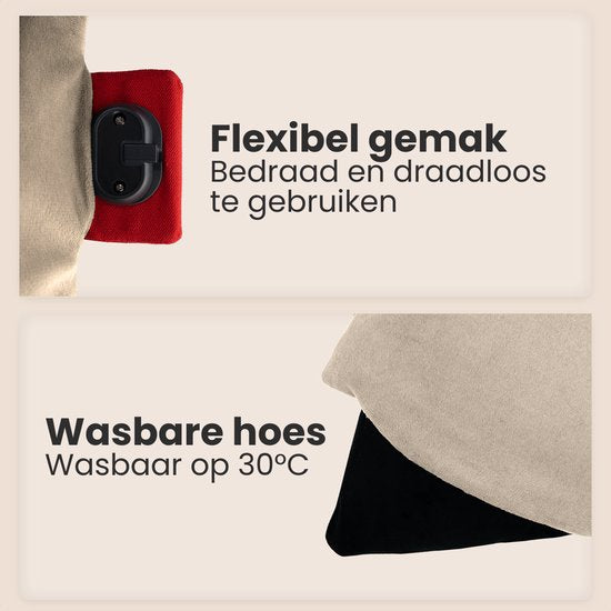 Auronic Heat Pillow - Classic - 45x45 - Sans fil - Rechargeable - Oreiller électrique - Infrarouge - Taupe