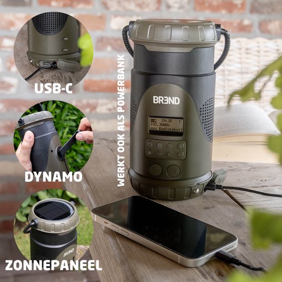 BREND BR-2245 Radio d'urgence avec lanterne et lampe de poche détachable - Radio FM/ DAB+ - Bluetooth - USB-C - Powerbank - Étanche - Fonction SOS