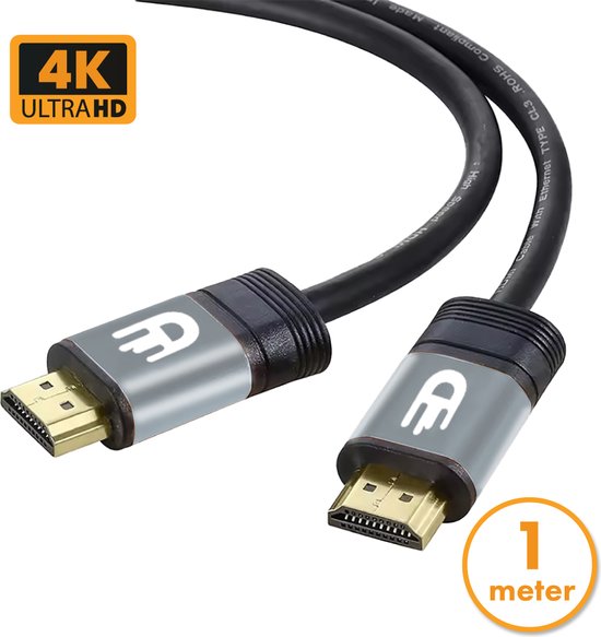 Drivv. Câble HDMI Premium 2.0 - Ultra HD 4K 60 Hz - HDMI vers HDMI - Convient à Xbox Series X & PS5 - 1 mètre - PVC - Gris