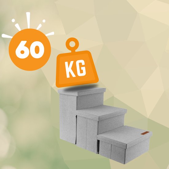 Escalier pour chien modèle solide Escalier pour chien avec rangement - Escalier pour chien - marche pour canapé ou lit - Jusqu'à 60 kg - Gris clair - Universel