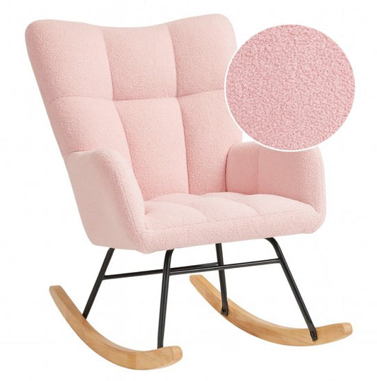SITTT Fauteuil à bascule - Fauteuil de relaxation pour la chambre de bébé - Fauteuil - Chaise d'allaitement - Rose clair