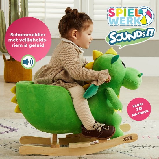 Spielwerk Fauteuil à bascule enfant dino avec ceinture de sécurité