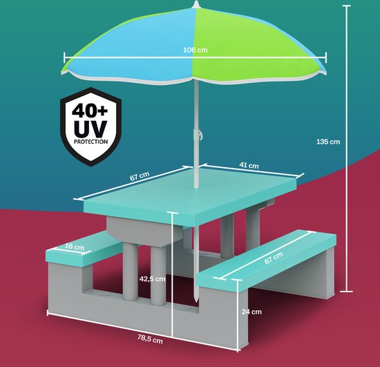 Spielwerk Jeu de jardin pour enfants - parasol inclus protection UV - Gris menthe