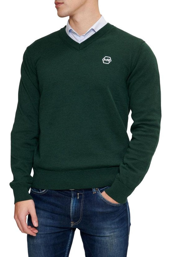 Pull Mario Russo - Vert foncé - Taille L - Schnitt italien - 85% coton Pullover