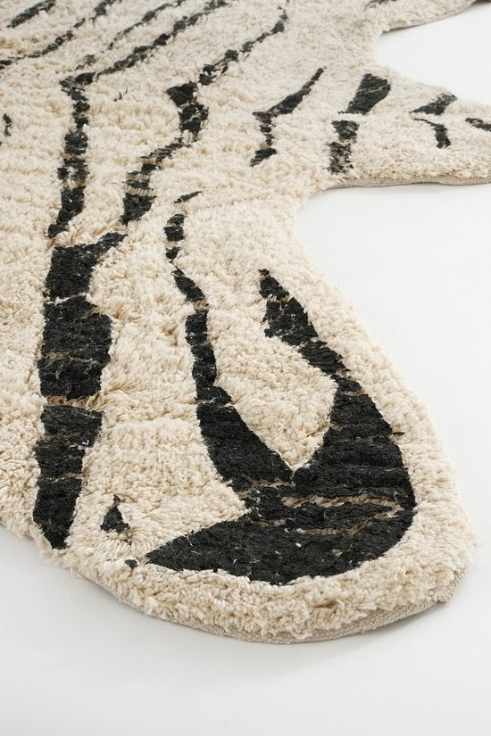 Tapis Chambre d'enfant - Tapis Jungle - Zèbre - 180 x 120 cm - Noir,Blanc