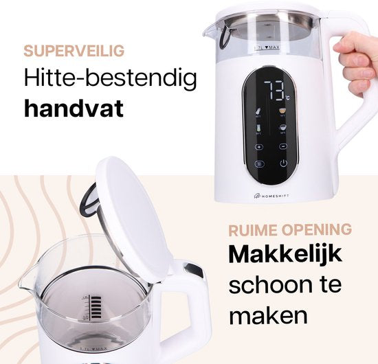 Bouilloire HomeShift® avec contrôle de la température - Fonction maintien au chaud - Double paroi - Électrique - 1,7 Litre - 2200W - Blanc