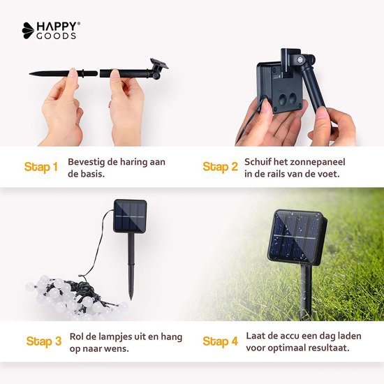 Happy Goods - Guirlandes de Noël - 7m - 50 LED solaires - Guirlandes de jardin solaires - Guirlandes de jardin solaires - guirlandes en cristal ø 2,5 cm - Durable
