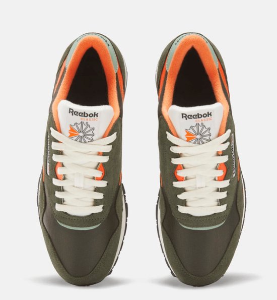 Baskets hommes Reebok Classic Nylon Hunter - Vert avec accents orange - Taille 45