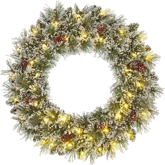 Black Box Trees Vandans Couronne de Noël avec lumières LED - Ø60 cm - Vert givré