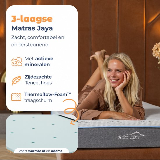 Best Life Matelas 140x200 cm - Matelas à mémoire de forme et mousse froide - 18 CM - 3 couches