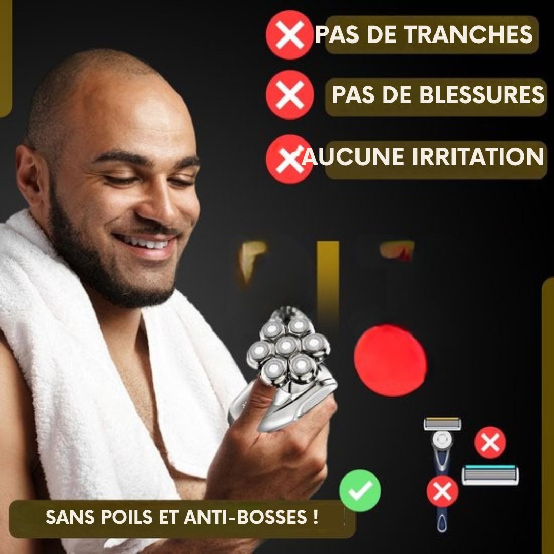 Rasoir 6 en 1 pour hommes - Sansbeauté - Tondeuse - SkullSharp MAX - électrique pour le visage et la tête - gris
