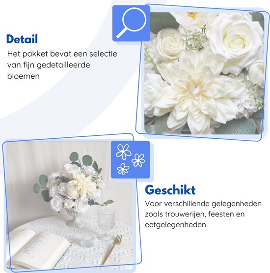 Hilvard - Fausses fleurs - Fleurs artificielles - Bouquet de mariage - Boîte à fleurs DIY - Décoration intérieure - Rouge et crème