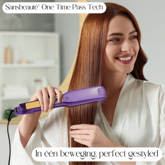Sansbeauté® Lisseur professionnel - 2 en 1 - Fer à boucler - Lisseurs - Lisseur de cheveux - Mise en température rapide - 80℃ à 230℃ - Lissage et bouclage - Technologie ION - Classic Purple