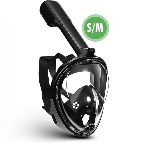 Travelhawk Snorkel Mask - Adults S/M - Snorkel Set Black - Snorkel Masks - Full Face Diving Mask - Goggles with Snorkel - Snorkelling and Diving