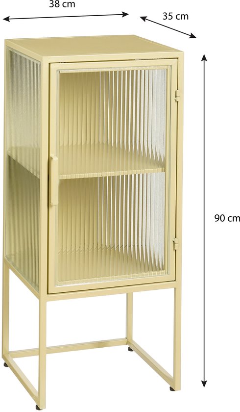Mica Decorations Clifton Meuble de rangement avec portes - L38 x L35 x H90 cm - Métal - Beige