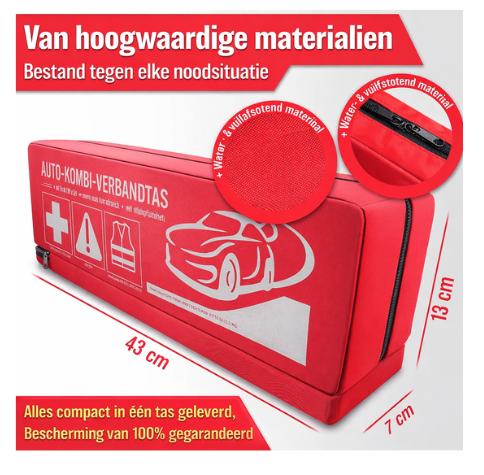 HELDENWERK Car combi bag (3 en 1) selon la norme actuelle 2026 - y compris triangle de signalisation, gilet de sécurité - kit de premiers secours triangle de signalisation kit de premiers secours pour voiture DIN 13164:2022 (conformément au code de la rou