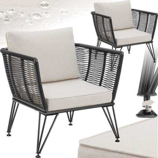 tectake® 2-Piece Set Garden Lounge Armairs Sundo in Rope-Design - Comfort and Style - lounge chairs
