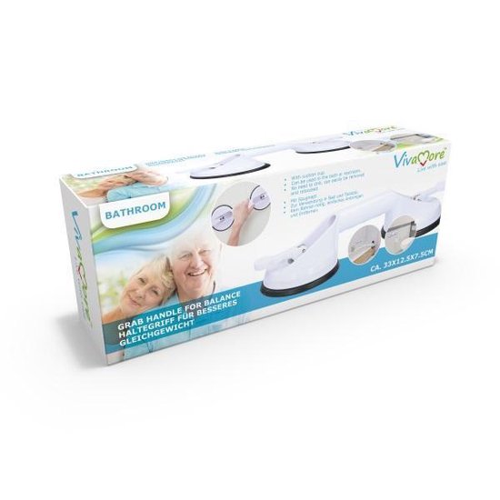 Vivamore Poignée d'Équilibre - Avec Ventouses - Pour Personnes Âgées et Handicapées - 33cm