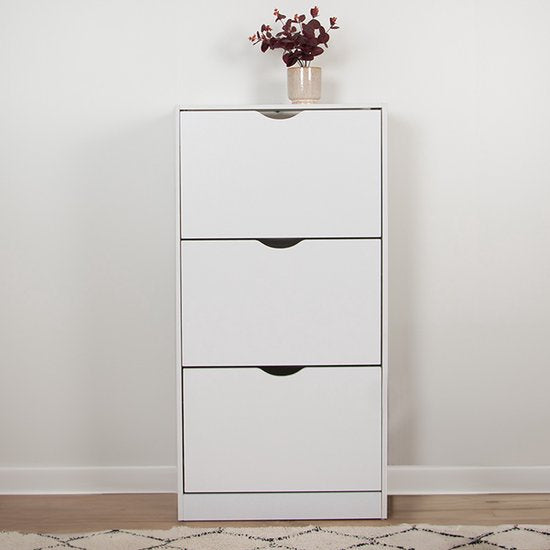 Armoire à chaussures Milton Oldbrook Prato - 3 niveaux - jusqu'à 18 paires de chaussures - 60 x 24 x 119 cm - Blanc