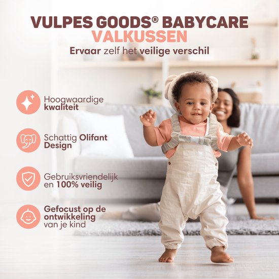 Vulpes Goods® BabyCare - Coussin de tête pour bébé - Oreiller de sécurité pour bébé - Sac à dos pour les chutes - Respirant en 3D - Apprendre à marcher en toute sécurité - Éléphant