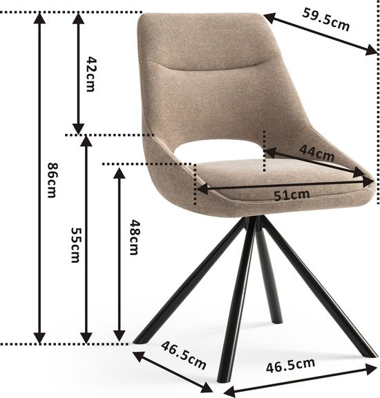 Furnihaus Chaises de salle à manger set of 2 - Tosca - Taupe - Fabric