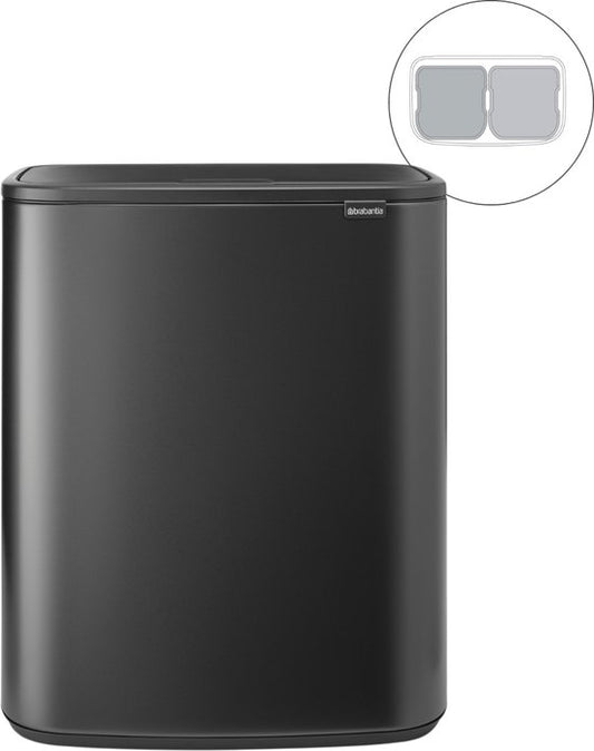 Brabantia Bo Touch Bin Poubelle - 2 x 30 litres - Tri des déchets - Confident Grey