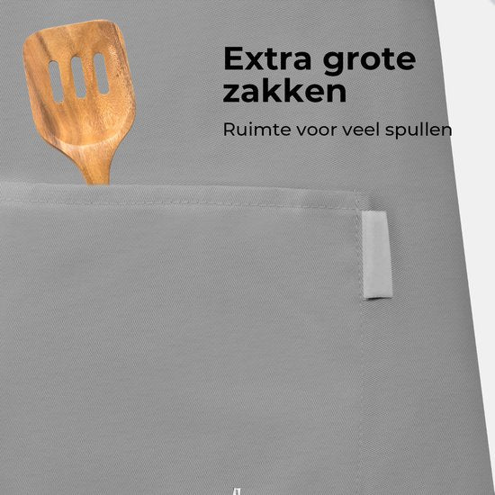 Tablier de cuisine - Résistant à l'eau et à la saleté - Tablier de cuisine professionnel - Tablier pour femmes et hommes - Tablier de traiteur - Unisexe - Boucle réglable - Compartiments extra-larges - Gris clair