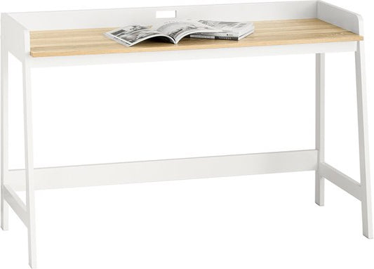 SoBuy FWT41-WN Bureau en bois blanc avec plan de travail spacieux