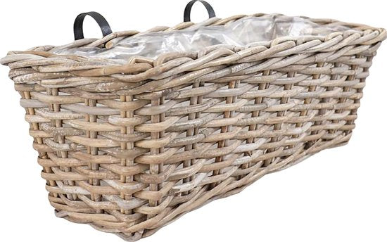 Jardinière suspendue en rotin Kubu - Finition naturelle | 60x20x23 cm