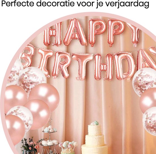 Happy Goods Birthday Decorations - Sweet 16 - Happy Birthday Garland - Rose Gold - Balloons - 61 Pieces - Birthday Decorations