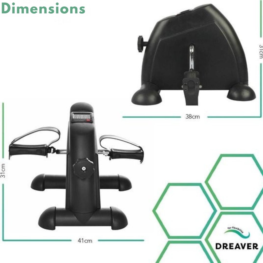 Vélo de chaise Dreaver - Ecran LCD - Tapis antidérapant inclus - Vélo de bureau - Vélo d'exercice - Deskbike - Mini vélo d'exercice - Pédalier - Fitness