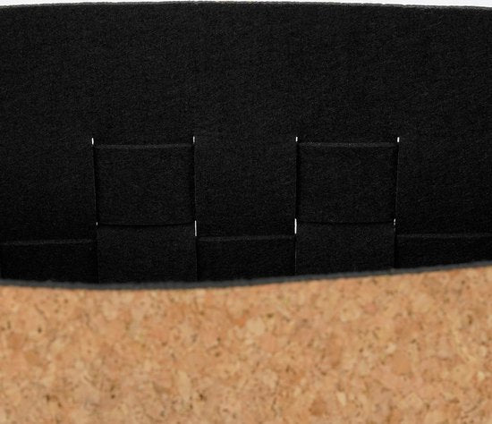 Panier de rangement pour décorations Mica - Lot de 3 - L40 x L30 x H30 cm - liège/feutre - noir