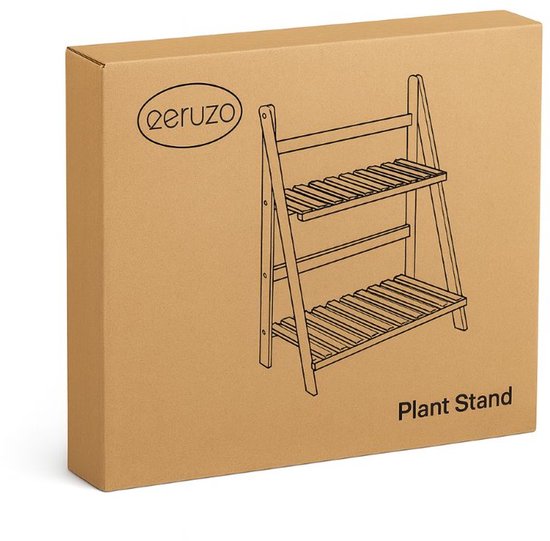 Ceruzo Support pour plantes en bambou - Support pour plantes à 2 étages - 50x28x54 cm - Support pour plantes aromatiques - Naturel