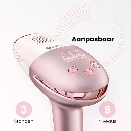 Leafline® Épilateur laser IPL - Épilateur pour dames - Indolore avec refroidissement par glace - Pour une épilation permanente de toutes les parties du corps - 999 999 flashs - Usage domestique