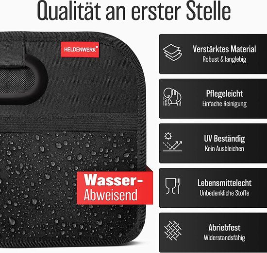 HELDENWERK sac de coffre pliable et stable - sac de rangement de coffre pour un rangement pratique - coffre de voiture pliable, coffre de coffre (noir)