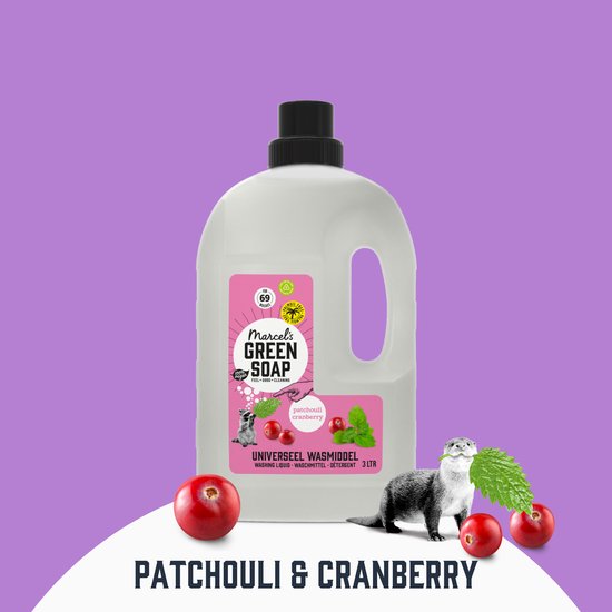 Marcel's Green Soap Universal Detergent Patchouli & Cranberry - 3 litres - 69 lavages